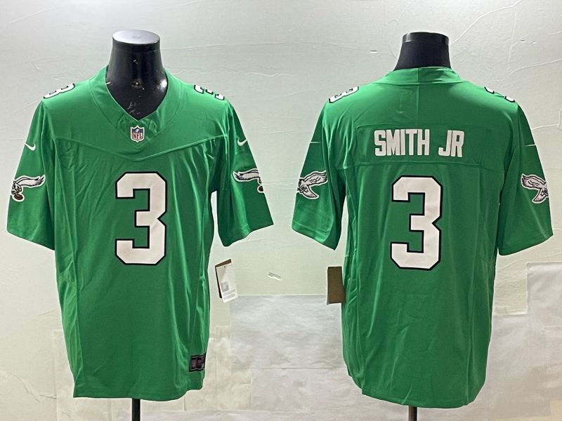 Men Philadelphia Eagles #3 Smith jr Green three generations 2025 Nike Vapor Limited NFL Jersey style 1->philadelphia eagles->NFL Jersey